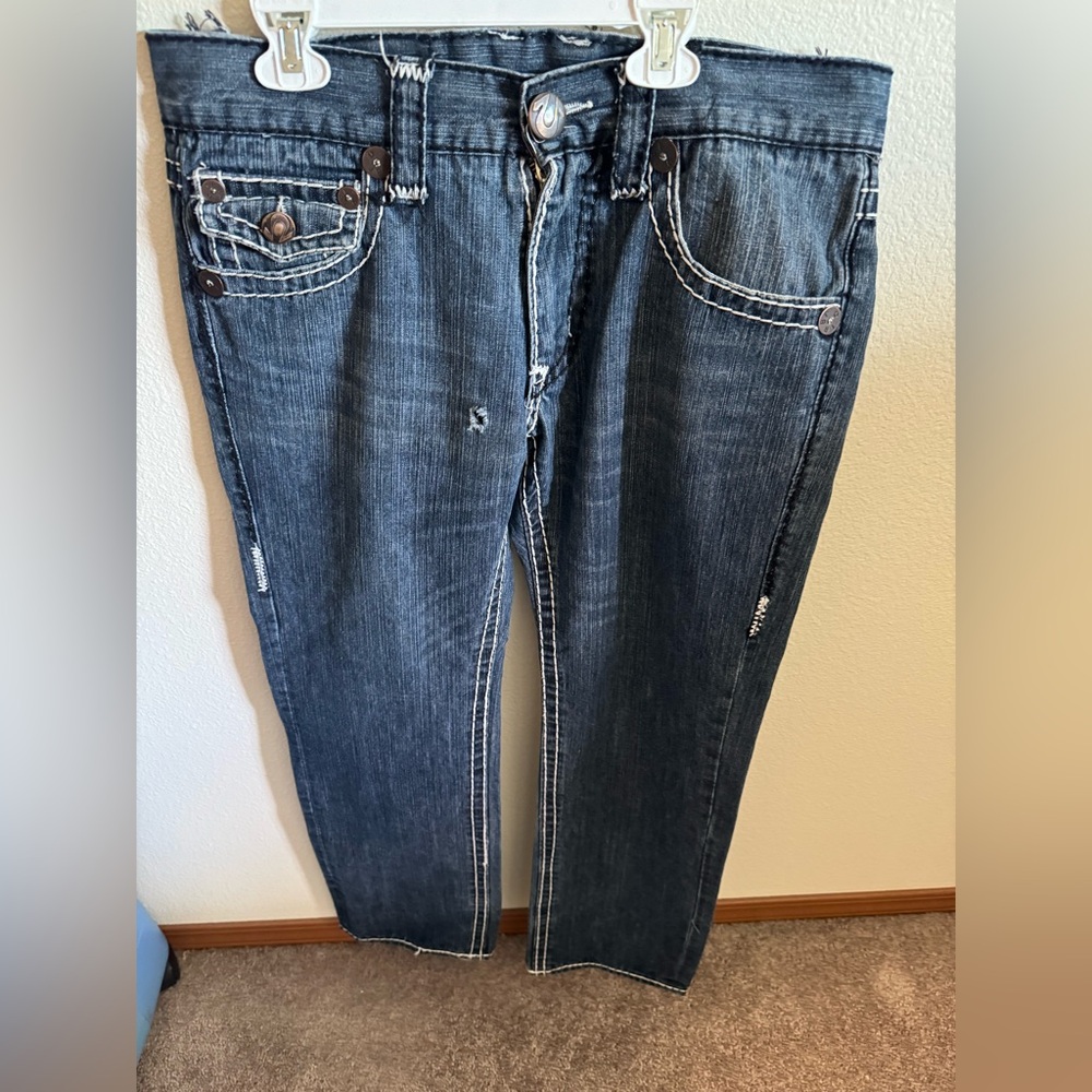 True Religion Dark Wash Blue Straight Leg Jeans
